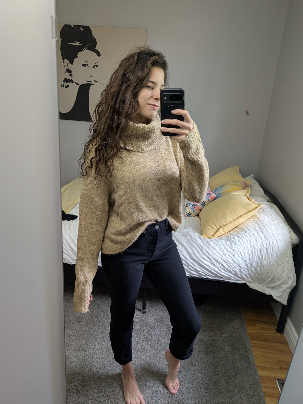 Urban Heritage Cozy Cowl Turtleneck Sweater in Beige